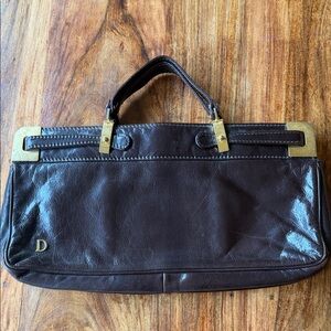 Bally Rich Brown Leather Bag with Brass Accents vintage